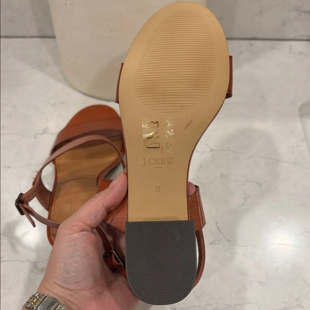 JCrew  Tan Leather Double-Strap Sandals size 9 - Picture 5 of 6